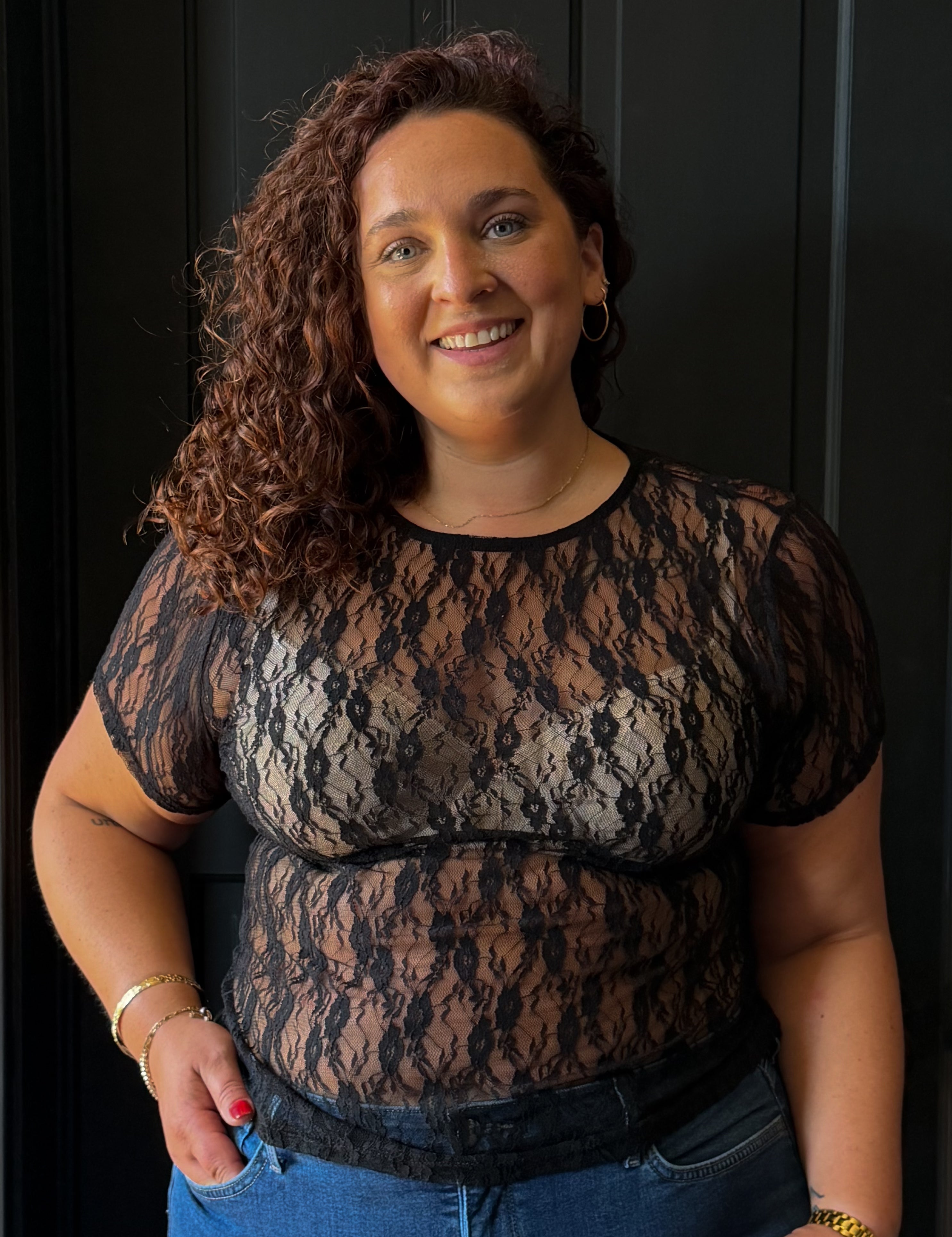 Leonel Plus Size Short Sleeve Lace Blouse