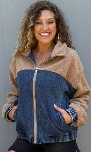 Montana Teddy With Denim Zip Up Jacket