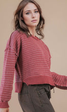 Mia Mauve Two Tone Textured Knit Casual Sweater Top