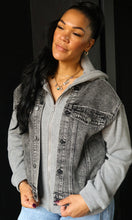 Martha Denim Contrast Twofer Hoodie Jacket