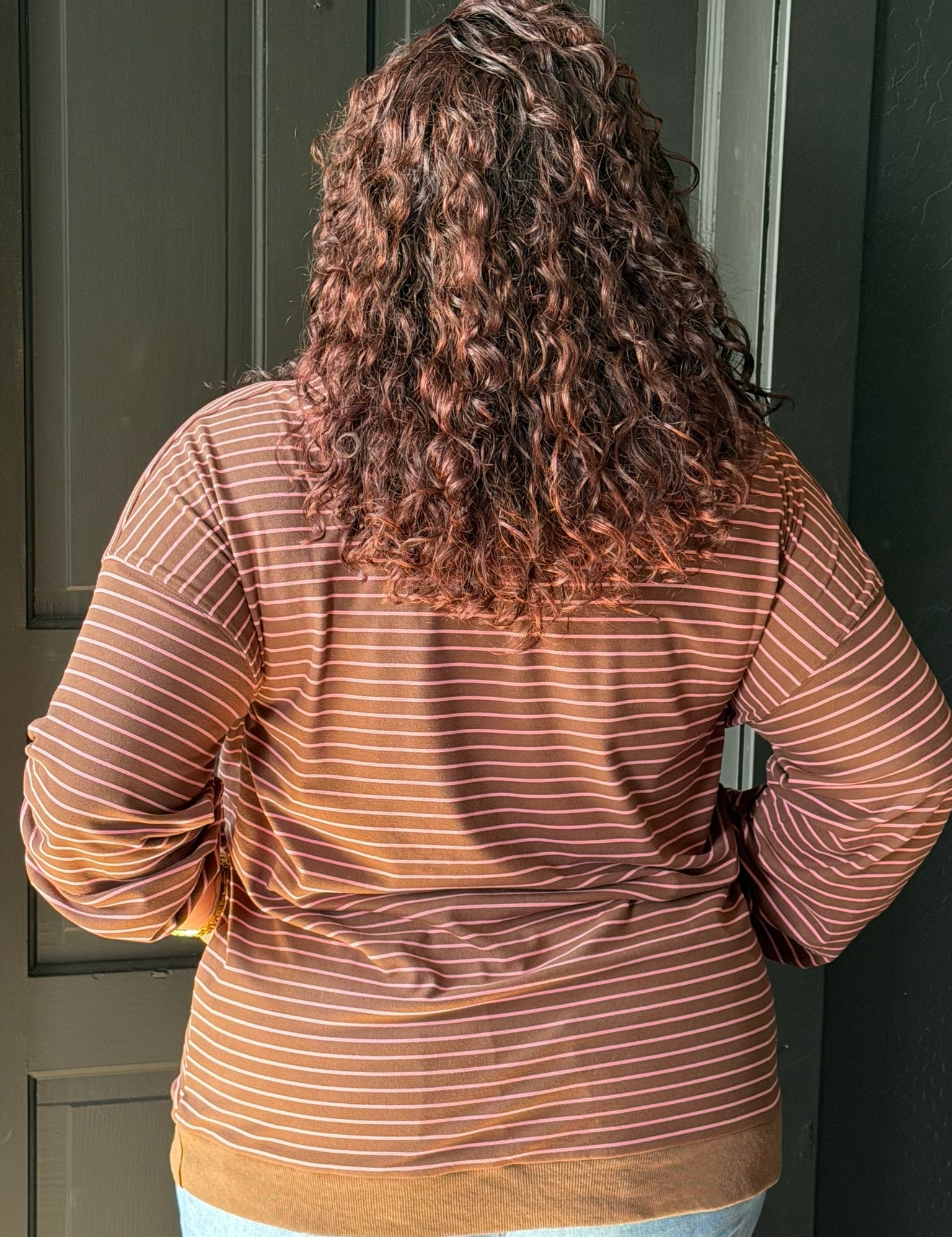Louis Plus Size Weekend Stripe Pullover Long Sleeve Top