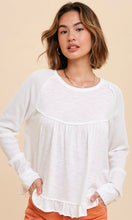 Astelle Off White Thermal Babydoll Knit Shirt Top