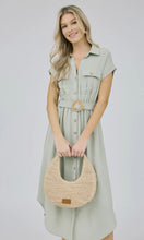 Gracie Light Olive Collared Button Down Belted Midi Dress