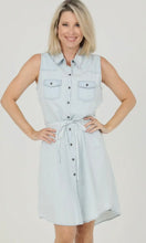 Ginny Embroidered Belted Denim Dress