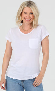 Charlina White Burnout 1 Pocket T-shirt