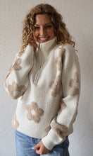 Marsha Floral Jacquard Half Zip Up Neck Sweater