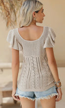 Gabrielle Pointelle Flutter Sleeve Sweater