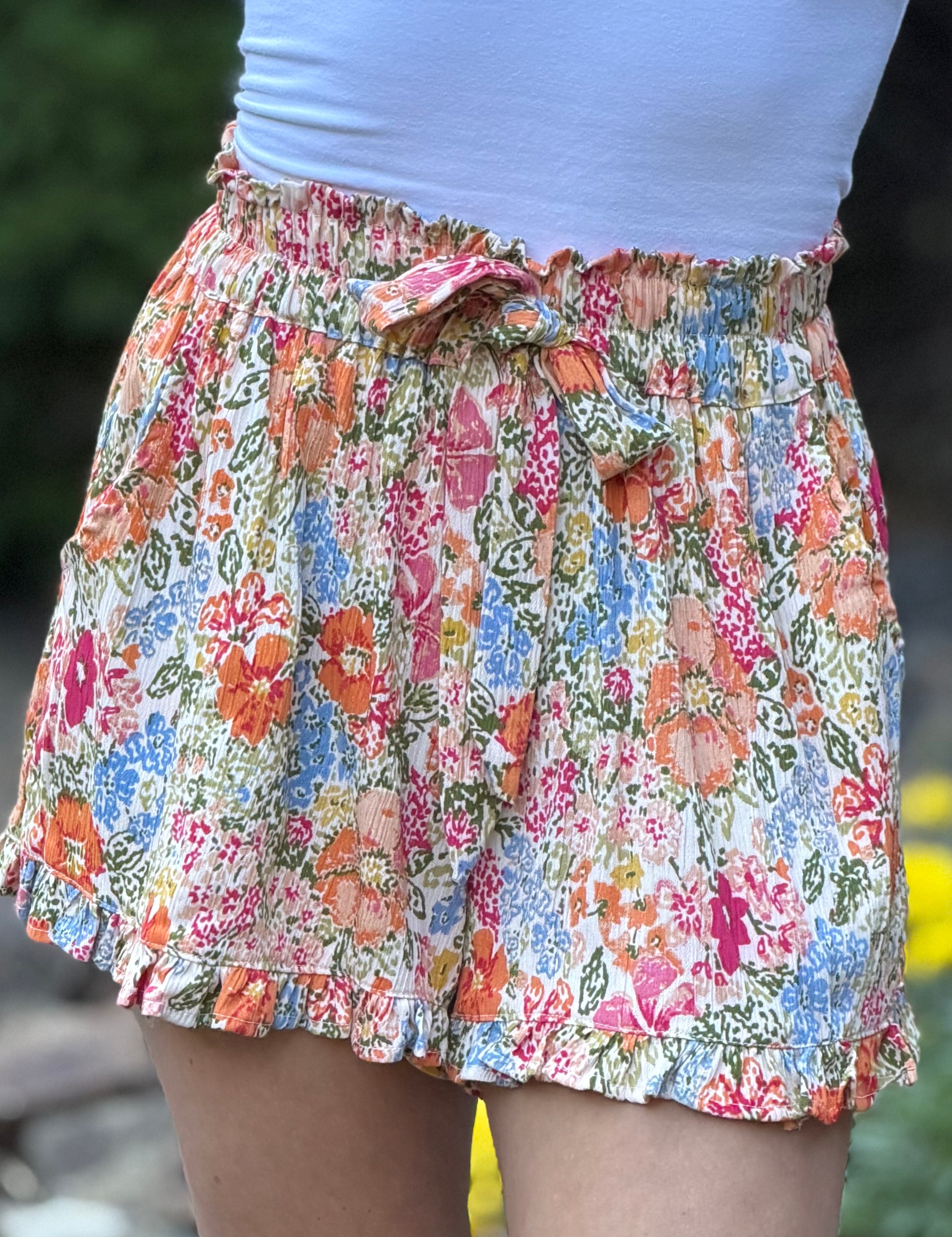 Matias Floral Self Belt Shorts