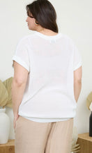 Emiko White Plus Sheer Knit Crewneck Batwing Sweater Top