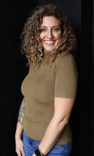 Nylah Moss Ribbed Short Sleeve Mock Neck Sweater