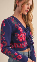 Kelly Floral Knit Tie-front Cropped Sweater Cardigan