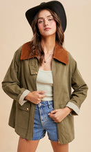 Lewis Light Olive Corduroy Collared Cotton Chore Jacket