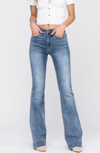 Acera Medium Wash Trouser Flare Stretch Denim Jean