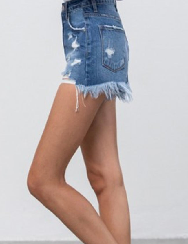 Fritz High Rise Cutoff Distressed Denim Shorts