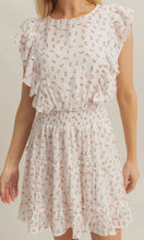Kayla White Ditsy Floral High Neck Mini Dress