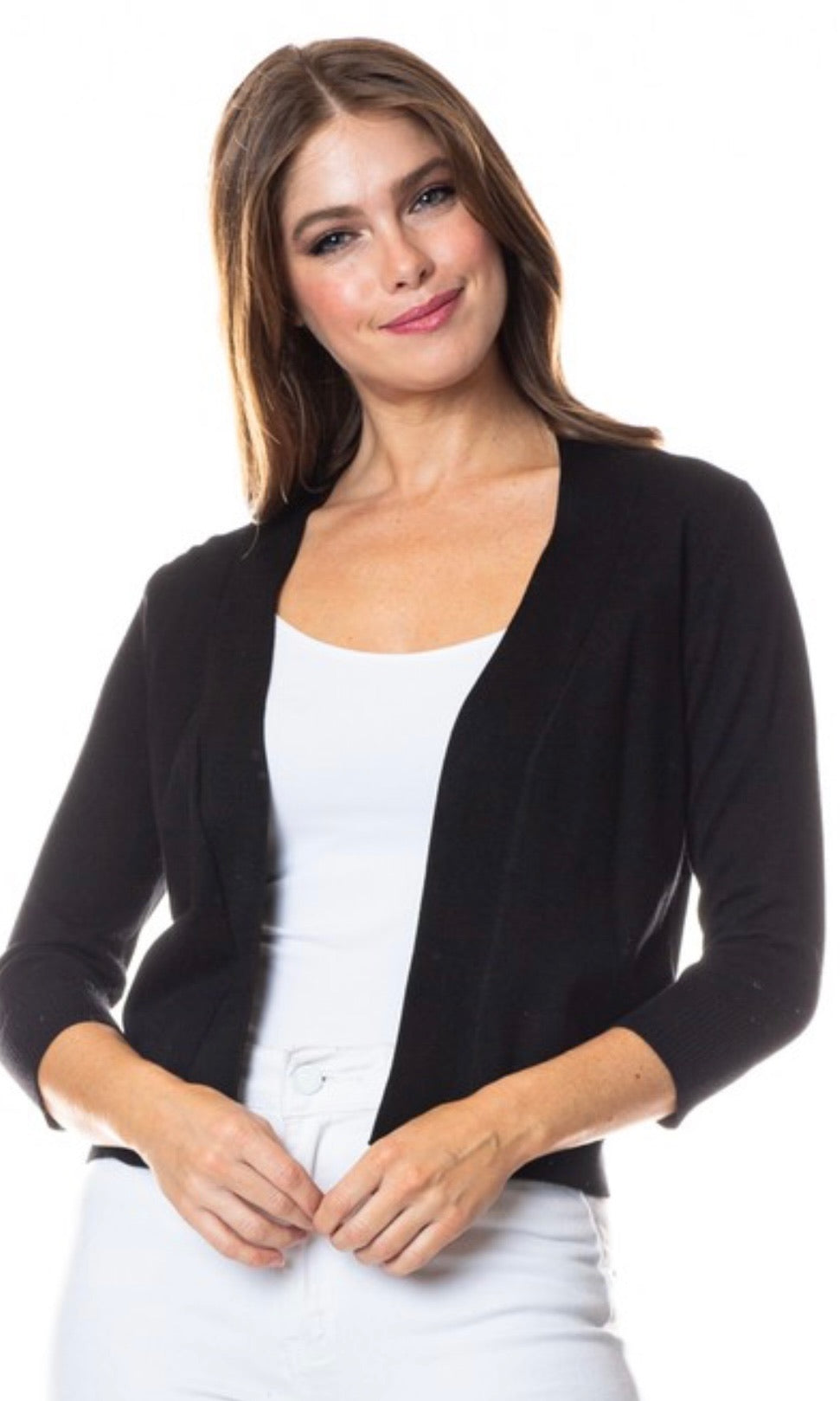 Mable Black Open Bolero Knit Cardigan