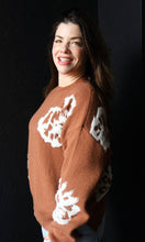 Oziah Camel Intarsia Floral Knitted Sweater