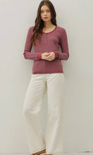Ismael Burgundy Stitched Thermal Henley Neck Top