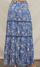 Kourtney Blue Floral Tiered Maxi Skirt with Sequin Detail