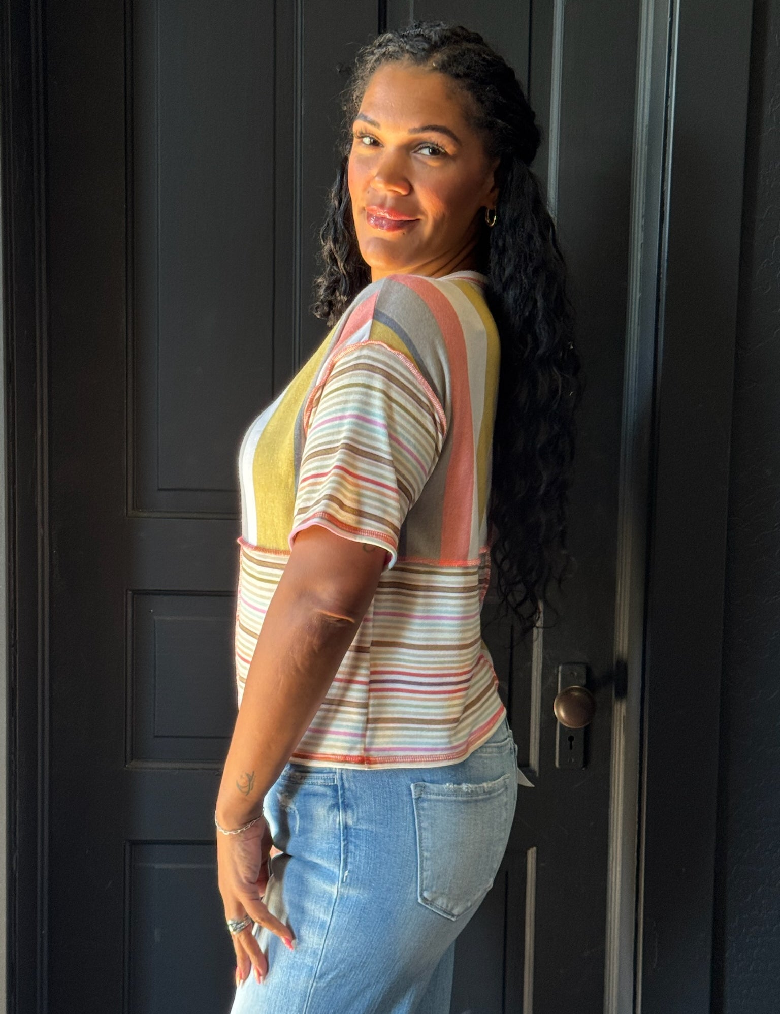 Lori Relaxed Mixed Stripe Tee