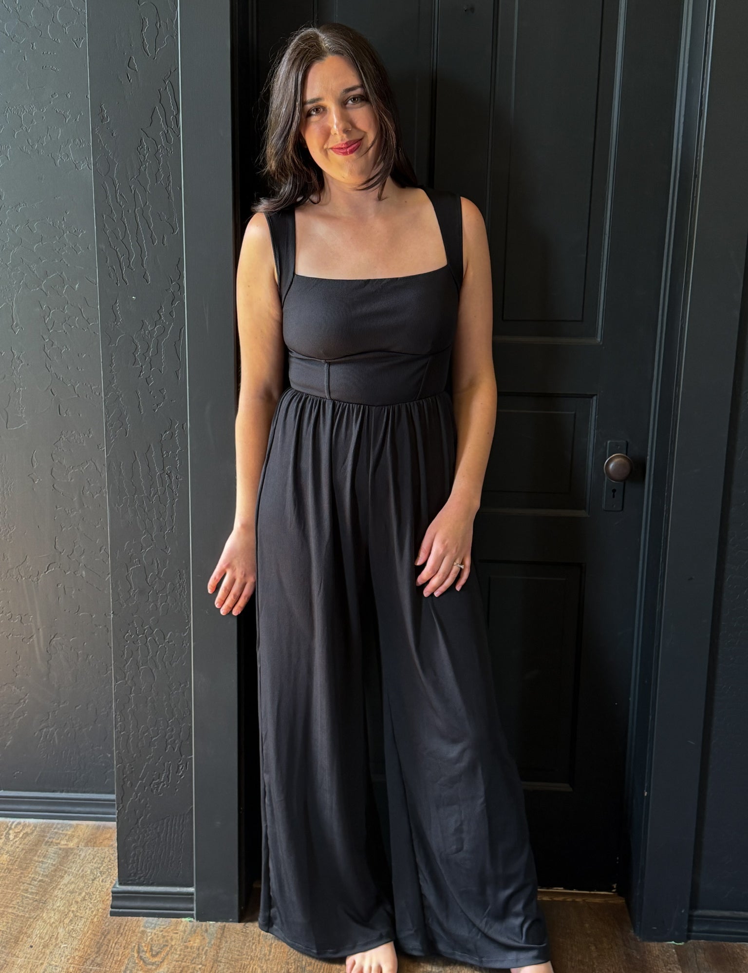 Irie Shapewear Square Neck Tummy Control Wide Leg Jumpsuit