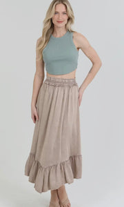 Gilberto Angled Hem Smocked Waist Maxi Skirt