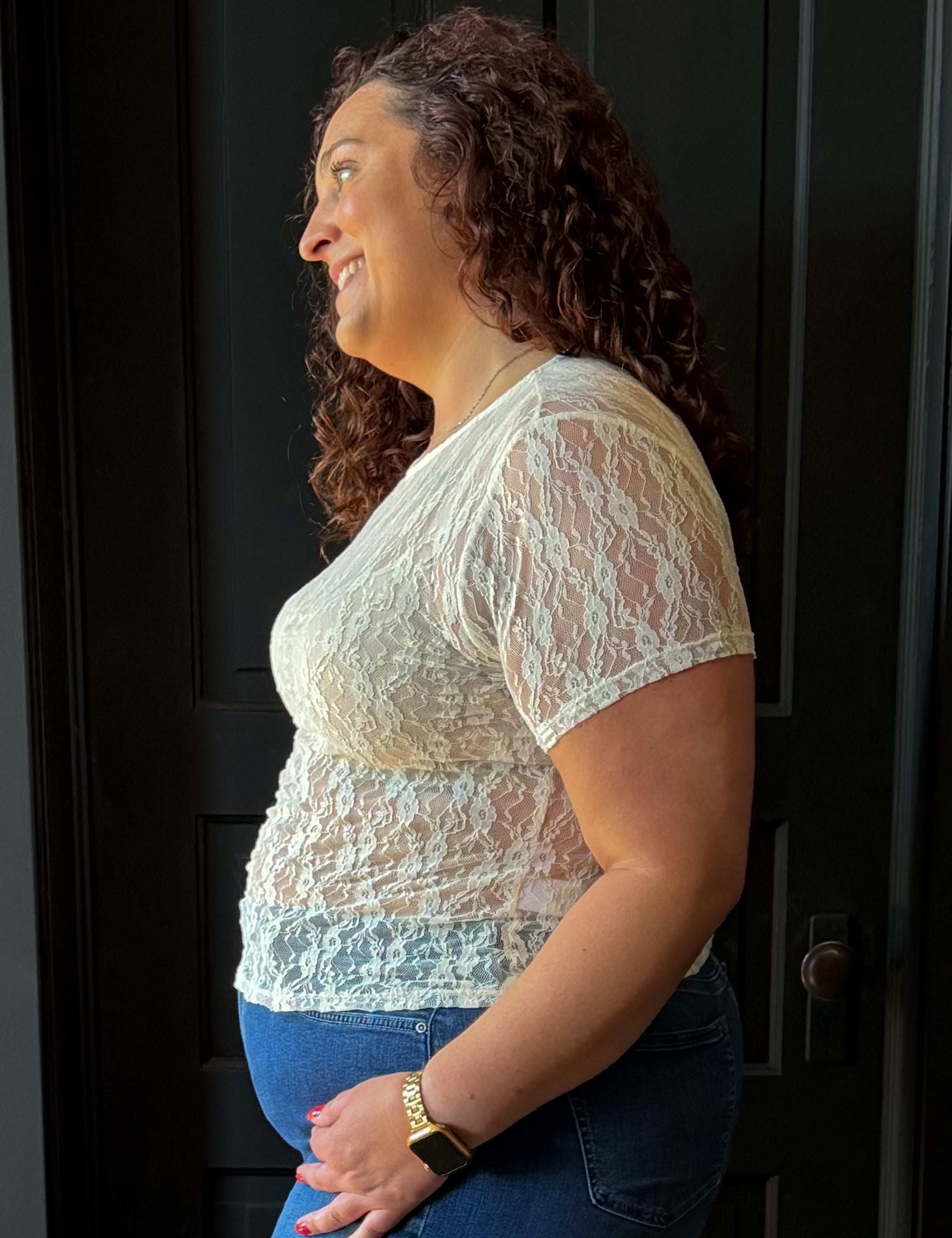 Leonel Plus Size Short Sleeve Lace Blouse