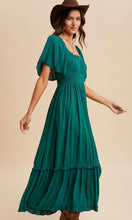Lilith Emerald Swiss Dot Flutter Sleeve Maxi