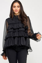 Maddox Black Tiered Ruffled Top