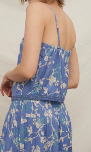 Katah Blue Floral Button Front Cami Top