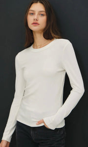 Gimli Ivory Round Neck Long Sleeve Knit Top