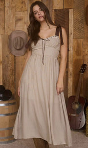 Lexi Plaid Ribbon Tie Strap Corset Midi Dress