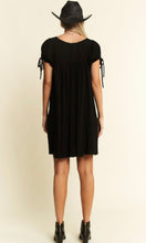 Dream Black Washed Linen Bubble Sleeve Dress