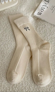 Missy Bow Embroidered Crew Socks