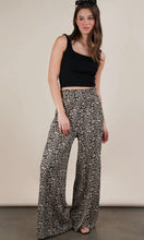 Maeve Mocha Leopard Print & Solid Wide Leg Pleated Pants