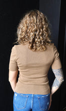 Nylah Barley Ribbed Short Sleeve Mock Neck Sweater