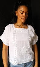 Olivia Short Sleeve Cotton Blouse With Lace and Embroidery