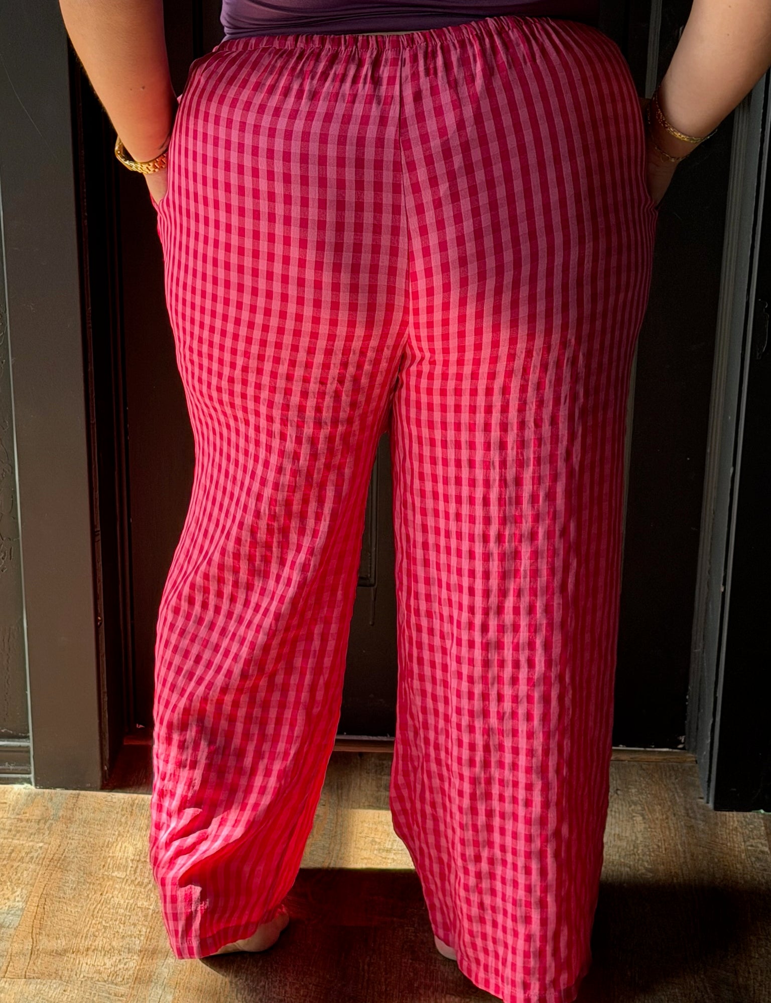 Luka Plus Size Gingham Print Drawstring Pants