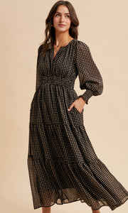 Lennon Black Notched Collar Maxi Dress