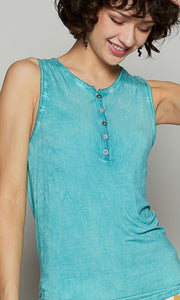 Quinny Aqua Front Button Tank Top