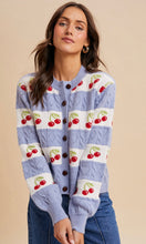 Laken Icy Blue Cherry Knitted Cardigan