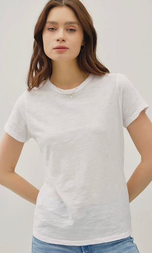 Louie White Garment Dyed Cotton Slub Tee