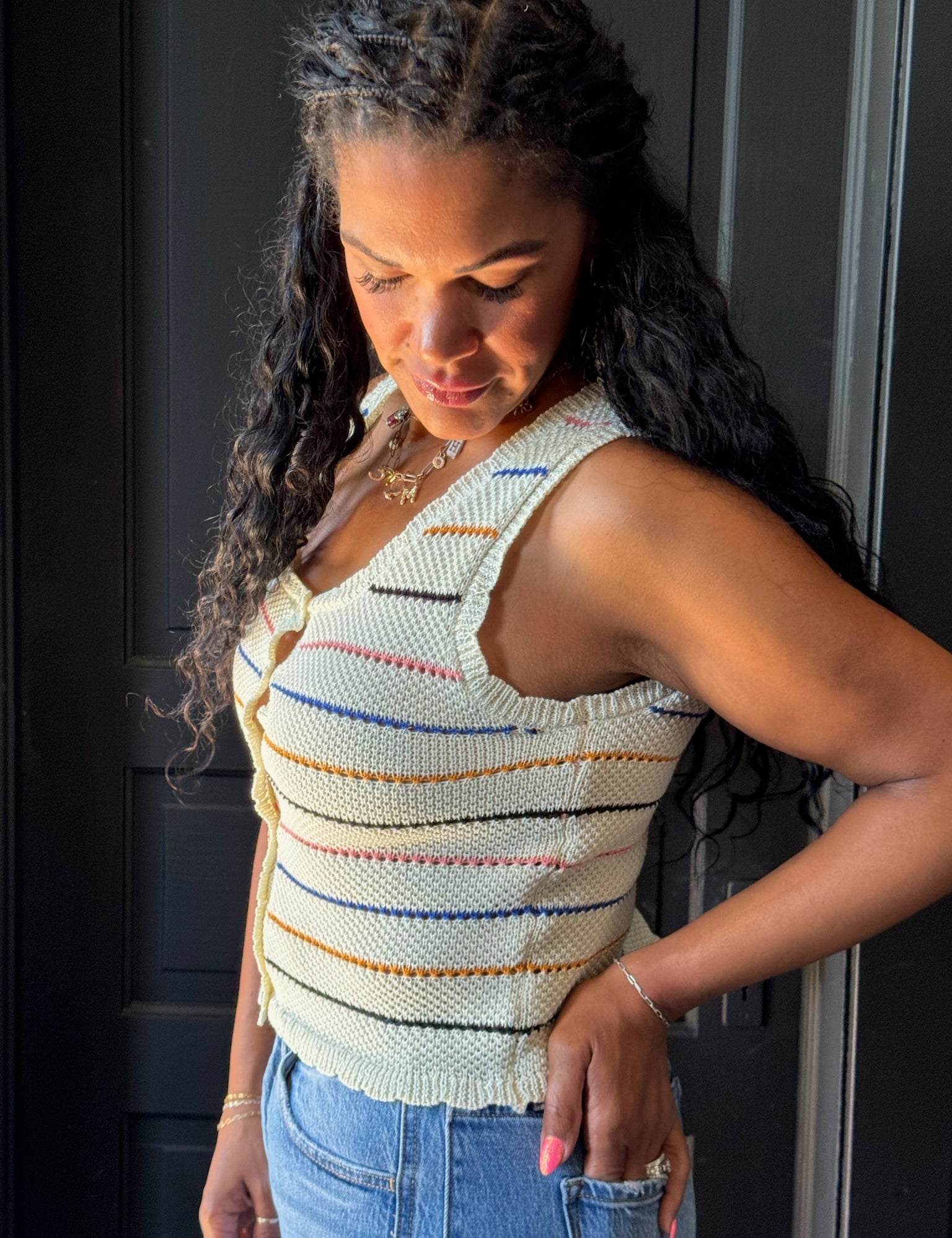 Lane Stripe Knit Sleeveless Top Stripe Knit Sleeveless Top