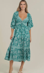 Preston Twist Front Top with Wide Sleeve Maxi Dress