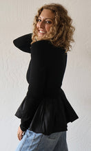 Merritt Scoop Neck Rib Bubble Peplum Top