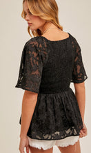 Gervase Black V Neck Flutter Sleeve Smocked Bodice