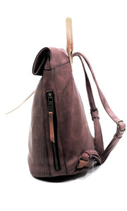 Barker-Brown Vegan Leather Backpack Crossbody HandBag
