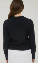 Launie Black Deer Embroidered Detail Long Sleeve Sweater