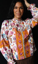 Poppy Ivory Exclusive Floral Border Print Top With Floral Trim