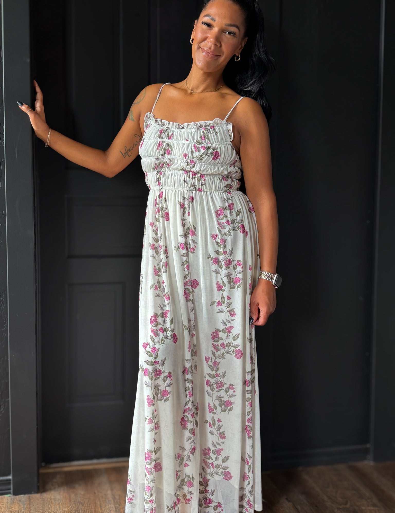 Harry Smocked Bodice Mesh Dress